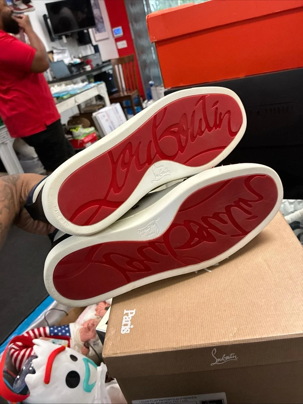 Men’s Christian Louboutin Spiked Sneakers Used Sz 10 Eur 44 With OG Box 📦